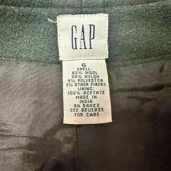 Gap Vintage Wool Blend Army Hunter Green 90s Y2K Preppy Chic Mini Skirt, size 6 - Picture 4 of 4
